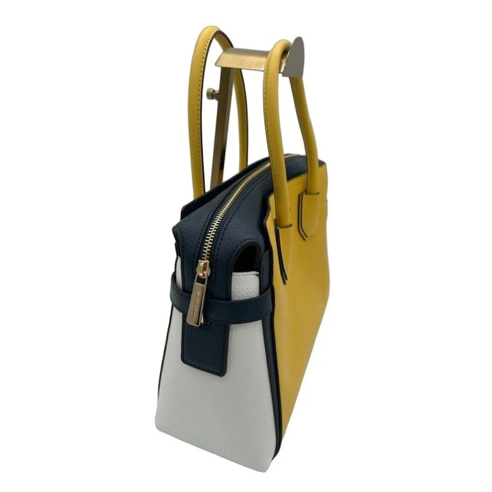 Michael Kors Satchel Women's Yellow Navy White Colorblock Leather Bag Purse Y2K